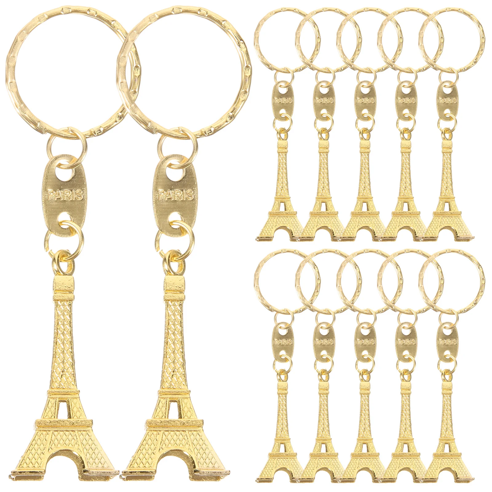 12 Pcs Eiffel Tower Pendant Keyring Keychain Mini Vintage Rings Car Decorations