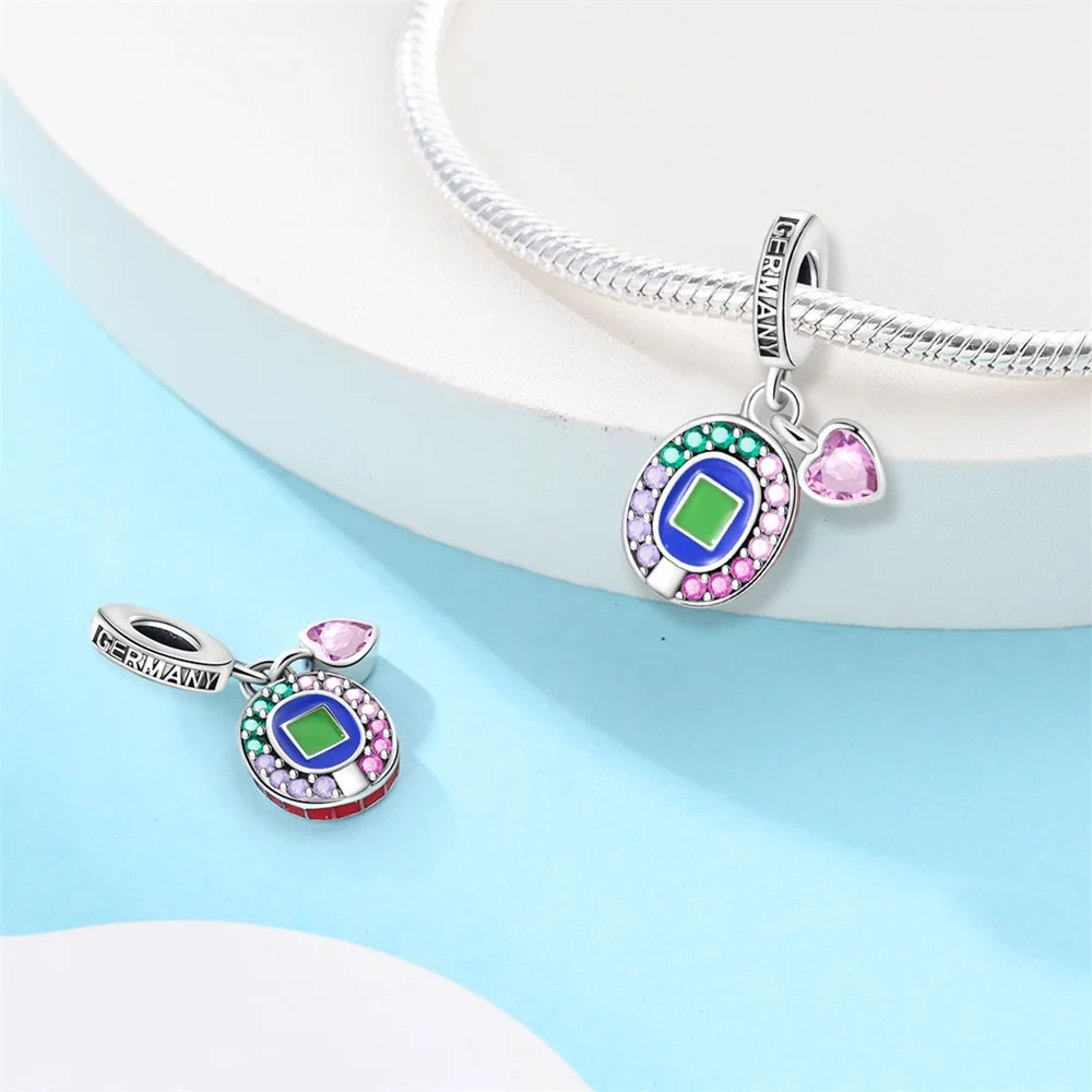 

Original Charms 925 Sterling Silver Colored Circular Heart Pendant Beads Fit Bracelet Women Jewelry Making Diy Gift