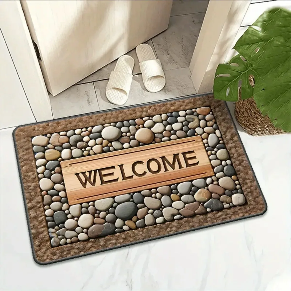 Diatom Mud Square Bath Mat, Non-Slip Absorbent Floor Mat with Rubber Bottom for Bathroom, Toilet, Doorway and Entryway