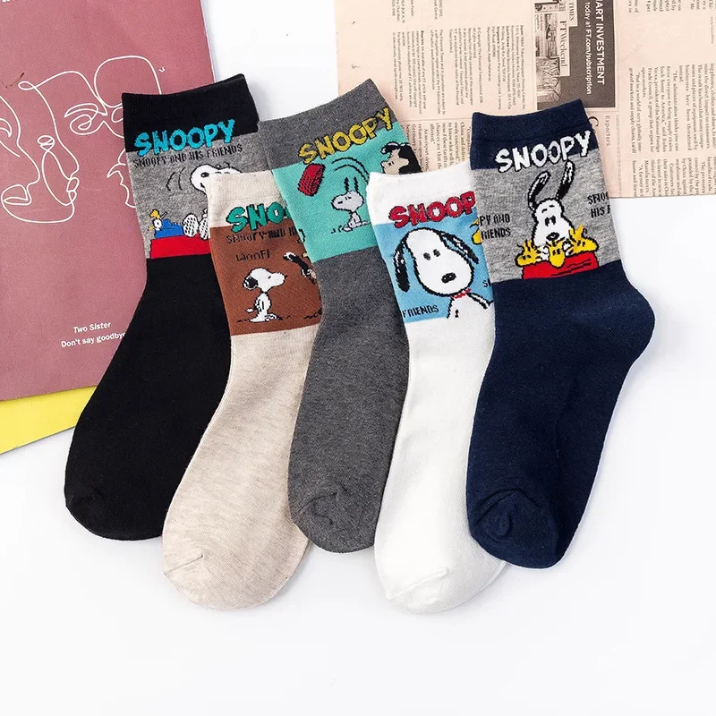 Snoopy Cartoon Cotton Socks Men Sports Breathable Socks Long Tube Cotton Socks Skateboard Casual Men Women Couples Fashion Sock