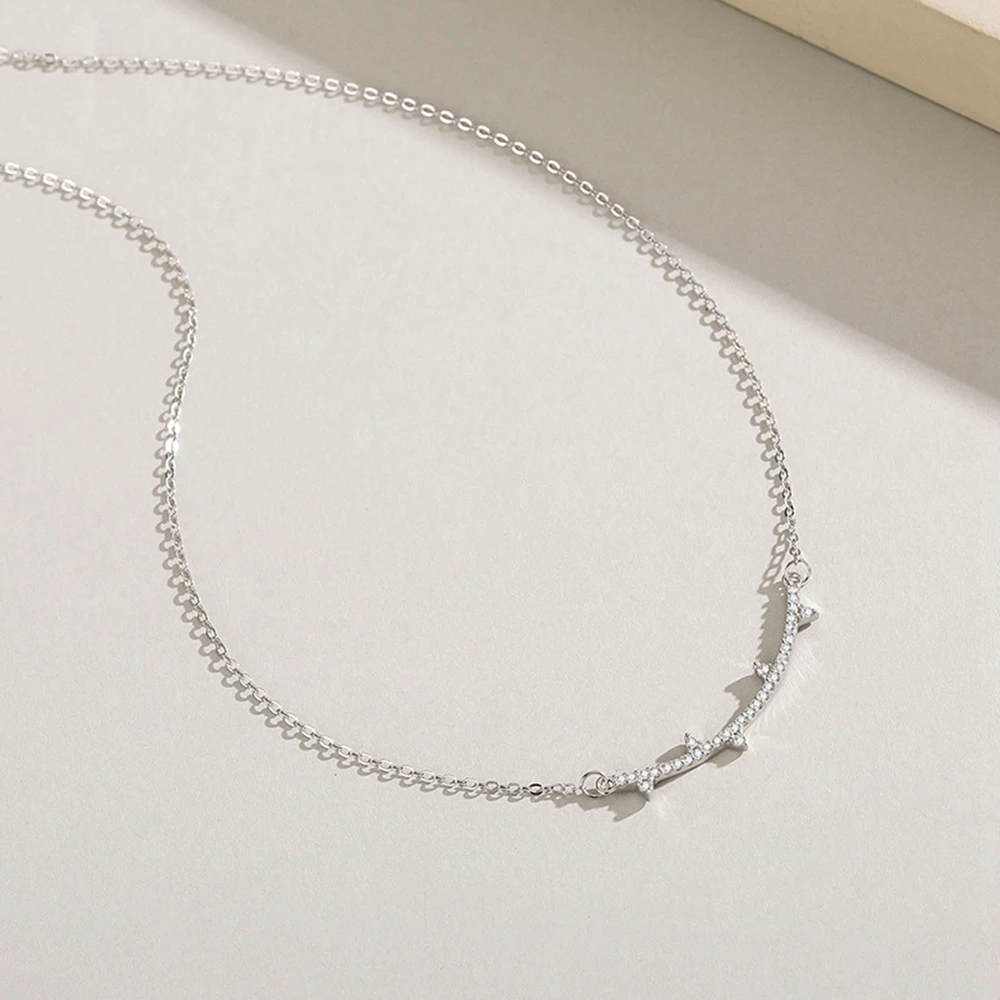 PuBang Fine Jewelry 925 Sterling Silver High Carbon Diamond Simple Smile Pendant Necklace for Women Engagement Gift FreeShipping