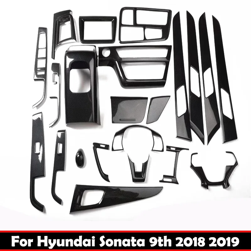 LHD For Hyundai Sonata 9th 2018 2019 Window Switch Cover Inner Door Handle Bowl Cover Air Condition Cover Interior Accessories