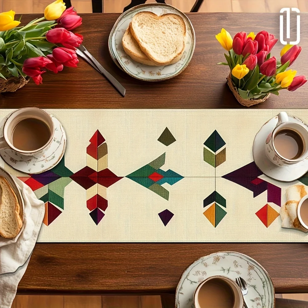 1pc Bohemian Pattern Table Runner, Suitable for Home Kitchen Decor, Boho Style Decoration, Holiday Party Dining Decor