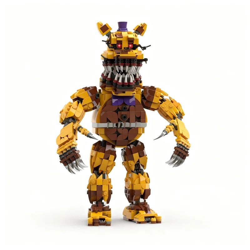 1017pcs MOC Games Nightmare Fredbear (Five Nights at Freddy's) w / Lighting Instructions Model Christmas Gift DIY Shelf Accent