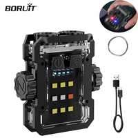 BORUiT Mini Powerful EDC LED Keychain Flashlight 360° Rotatable Type-C Rechargrable Lamp Waterproof Fishing Camping Lantern