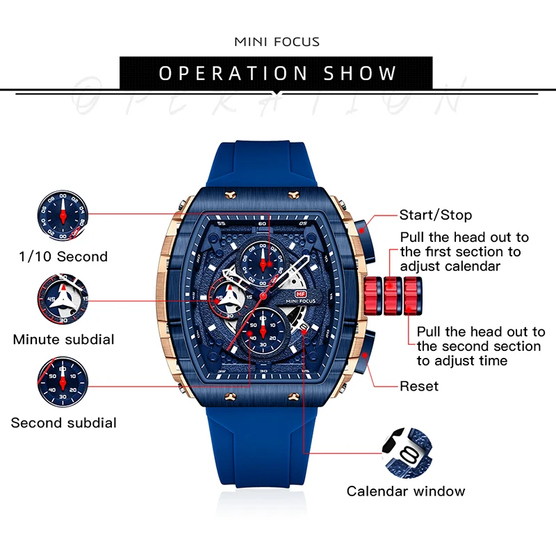 Luxury Men\'s Quartz Watch Fashionable Silicone Tape Waterproof Chronograph Watches Tonneau Original Brand Relogio Masculino New