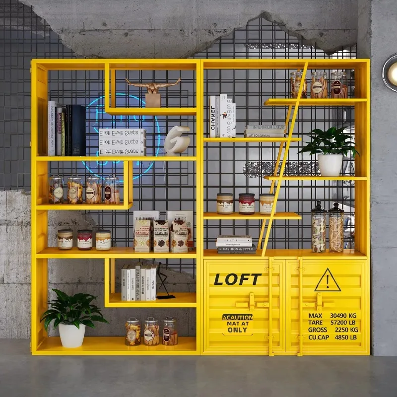 

Industrial style display cabinet figurine product storage rack floor-standing wall-mounted multi-level display and storage stand