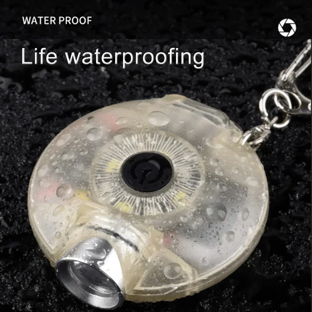 سلسلة مفاتيح صغيرة مصباح يدوي جيب مفتاح الشعلة USB قابلة للشحن متعددة الوظائف مقاوم للماء الفلورسنت المغناطيسي تحذير التخييم مصباح