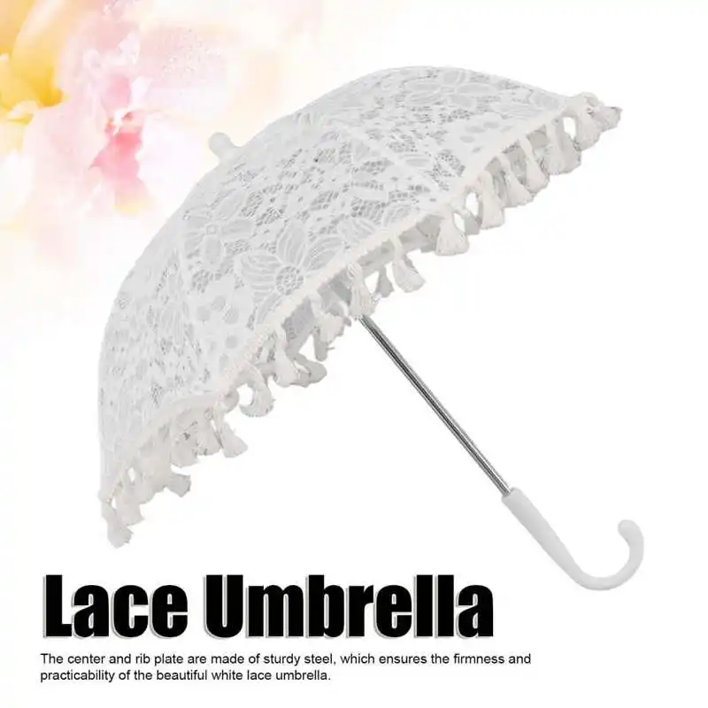 White Lace Umbrella Vintage Wedding Bridal Lace Parasol Children\'s Photo Costume Lace Umbrella for Photography Props hot