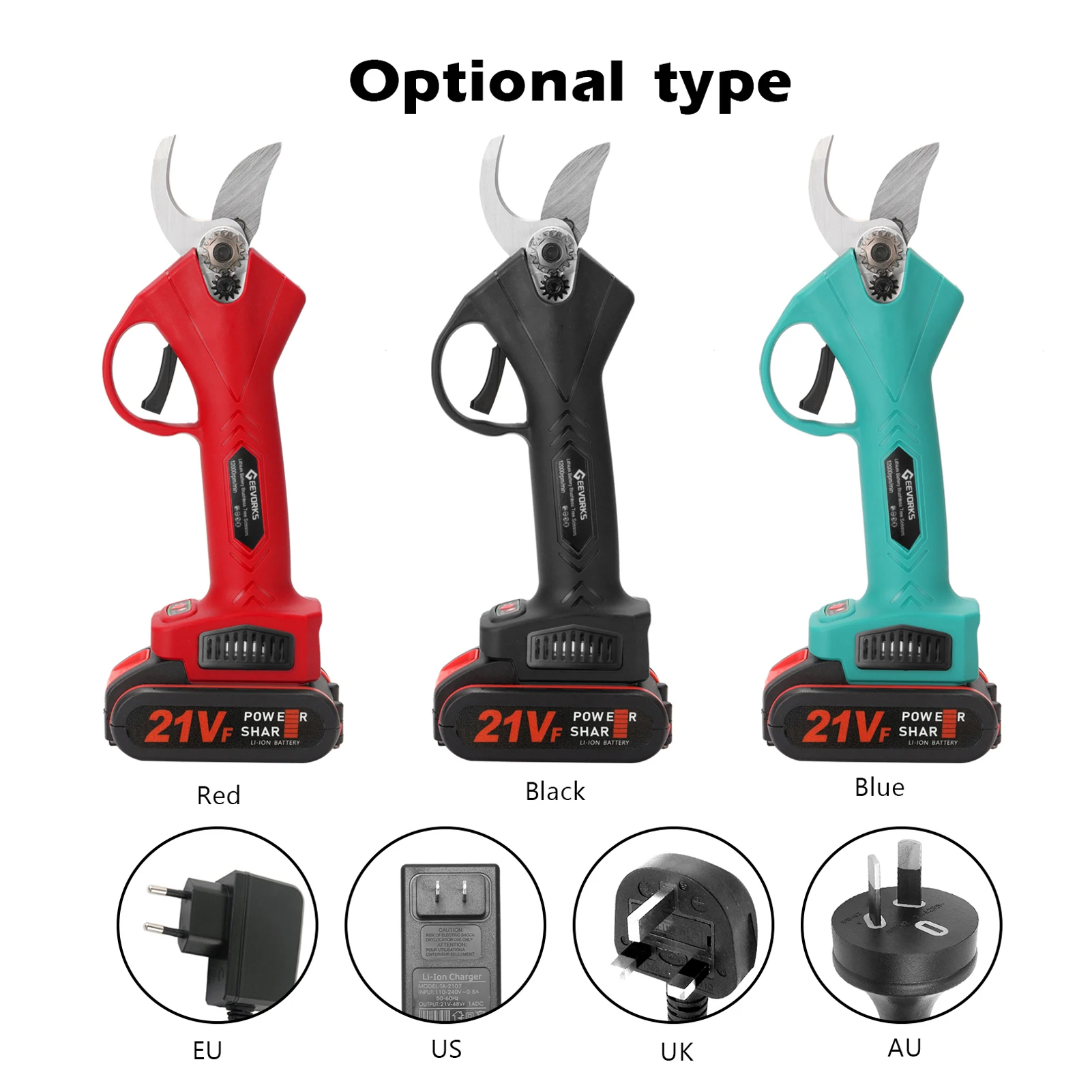 21V Cordless Electric Pruner Pruning Shear Rechargeable Efficient Fruit Bonsai Pruning Branches Rechargeable Garden Power Tools