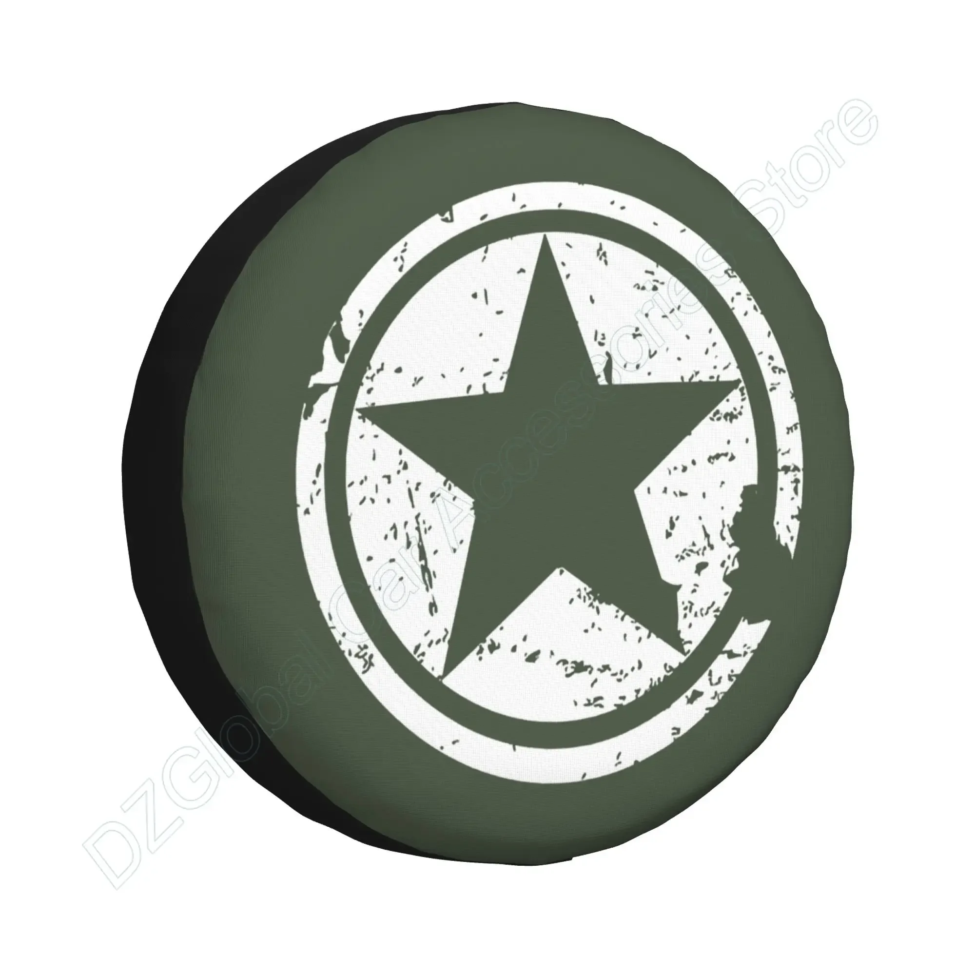 US Army Green Star Spare Tire Cover Polyester Universal Sunscreen Waterproof Wheel Covers for Trailer Rv SUV Truck