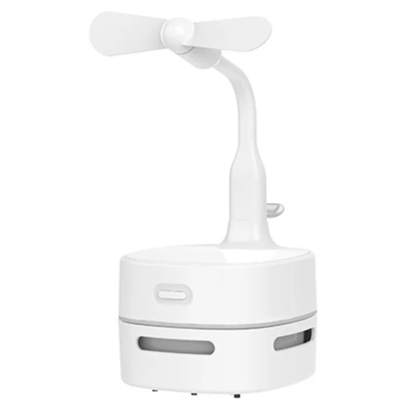B52C مكنسة كهربائية متعددة الوظائف المنزل المحمولة مروحة صغيرة طالب ثلاثة في واحد لمبة مكتب سطح المكتب مكنسة كهربائية 8X6.5 سنتيمتر (أبيض