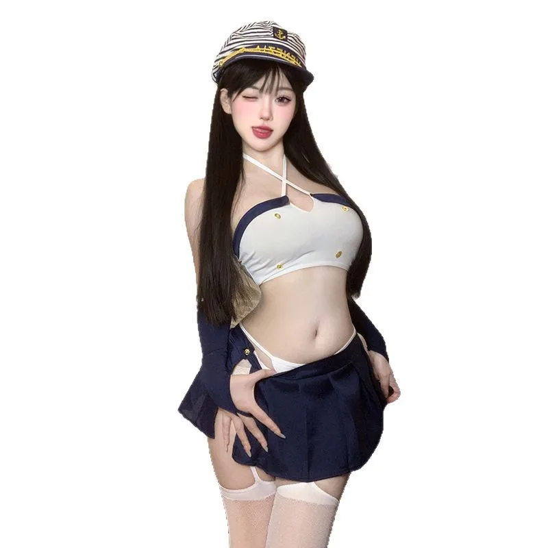

Ladies' Sexy Lingerie Seductive Pure Desire College Style Spicy Girl Sailor Uniform JK Uniform Passionate No Take Off Set