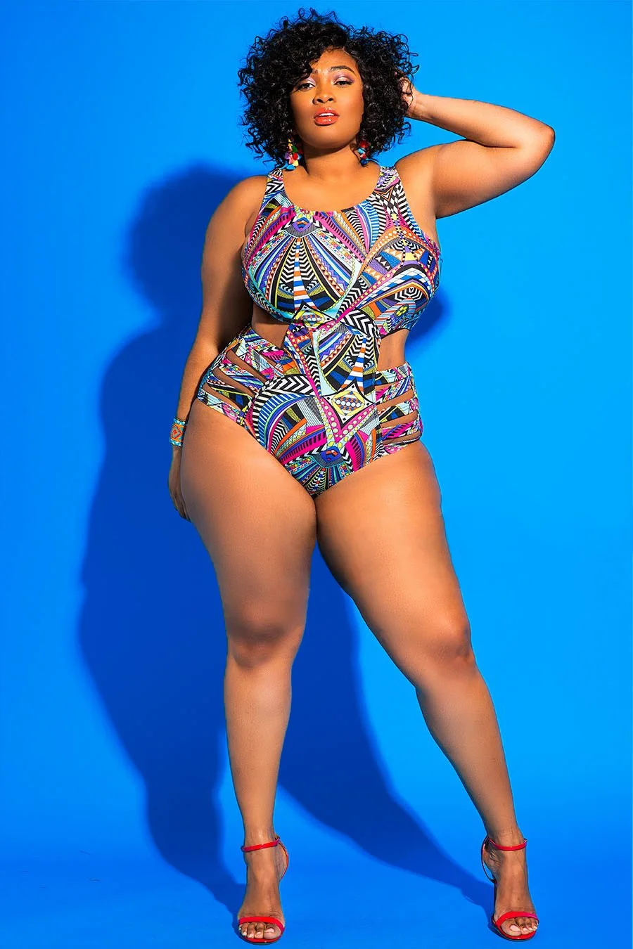 Plus Size Swimwear Bandage Cut Out Bathing Suit Women One Piece Swimsuit African Print Monokin Large Size Bodysuit Sexy Swimsuit