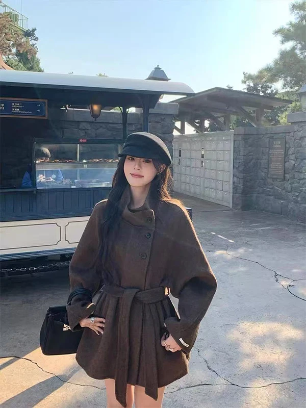 

plus Size Winter Woolen Coat Women Fat MM Mid-Length Korean Sle Outerwear Unique Korean System Thiened Winter Coat