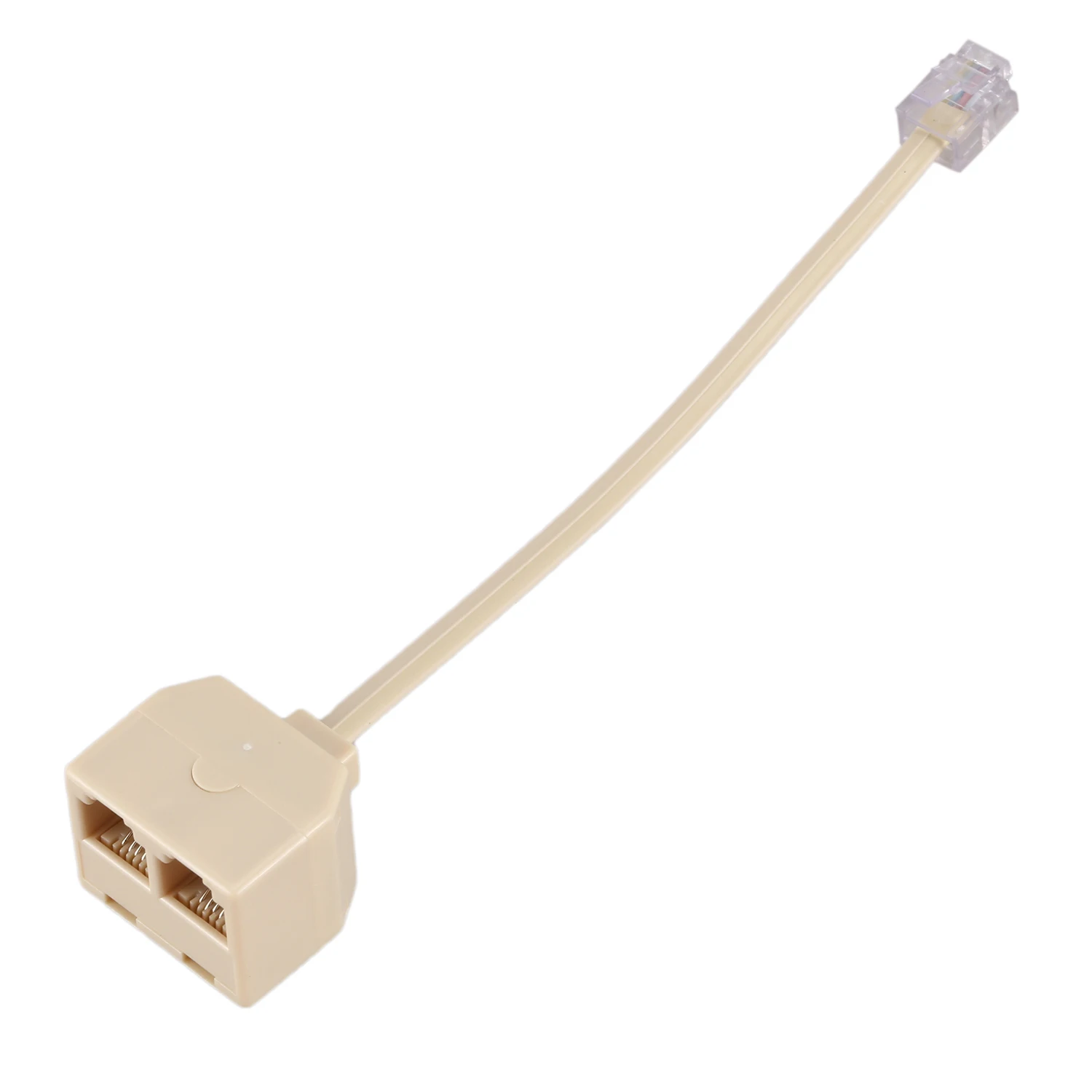 RJ11 6P4C 2 Way Outlet Telephone Jack Line Splitter Adapter Beige