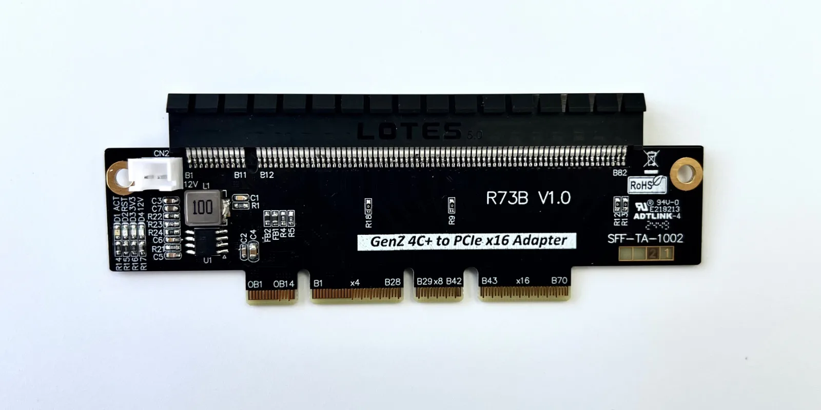 ADT PCIe5.0 X16 zu Gen-Z 4C+/SFF-TA-1002 EDSFF Adapterkarte EDSFF 4C+ Erhöhte Test-Schutzkarte unterstützt Gen5 PCI-E 5.0 512Gbps – Detail 5