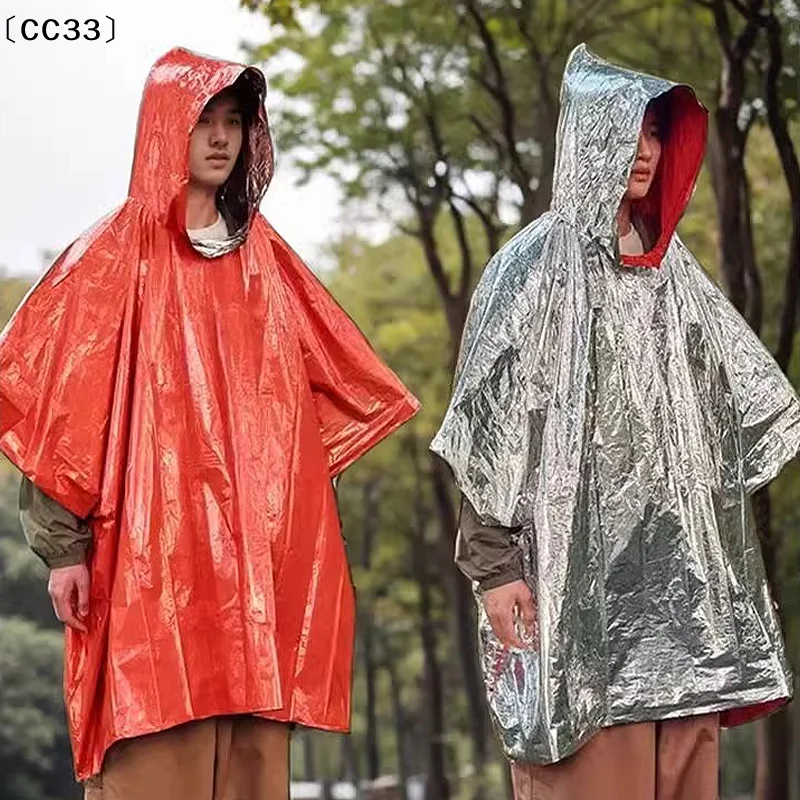 Survival Blanket Reflective - Awaryjne poncho przeciwdeszczowe, koc termiczny, koc