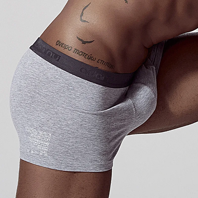 Solid color, men's underwear comfortable U convex mid-waist cotton boxers loose breathable boxers men AD304