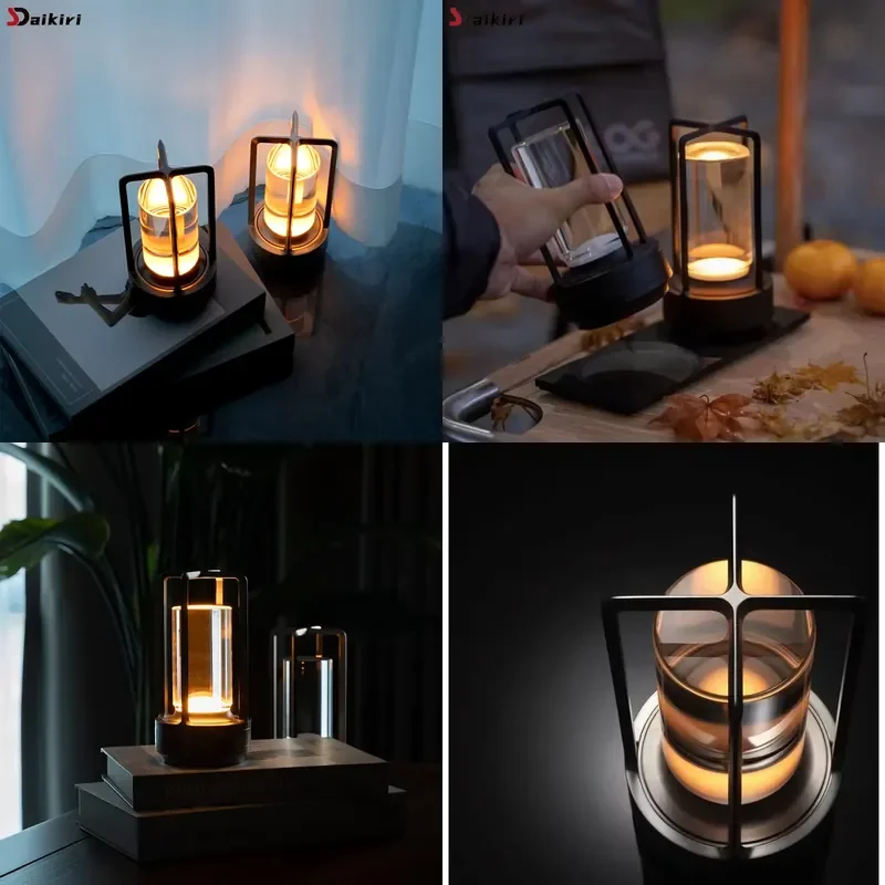 Aluminum Alloy Crystal Lamp LED Rechargeable Touch Table Lamp Restaurant Decoration Atmosphere Night Light Camping Creative