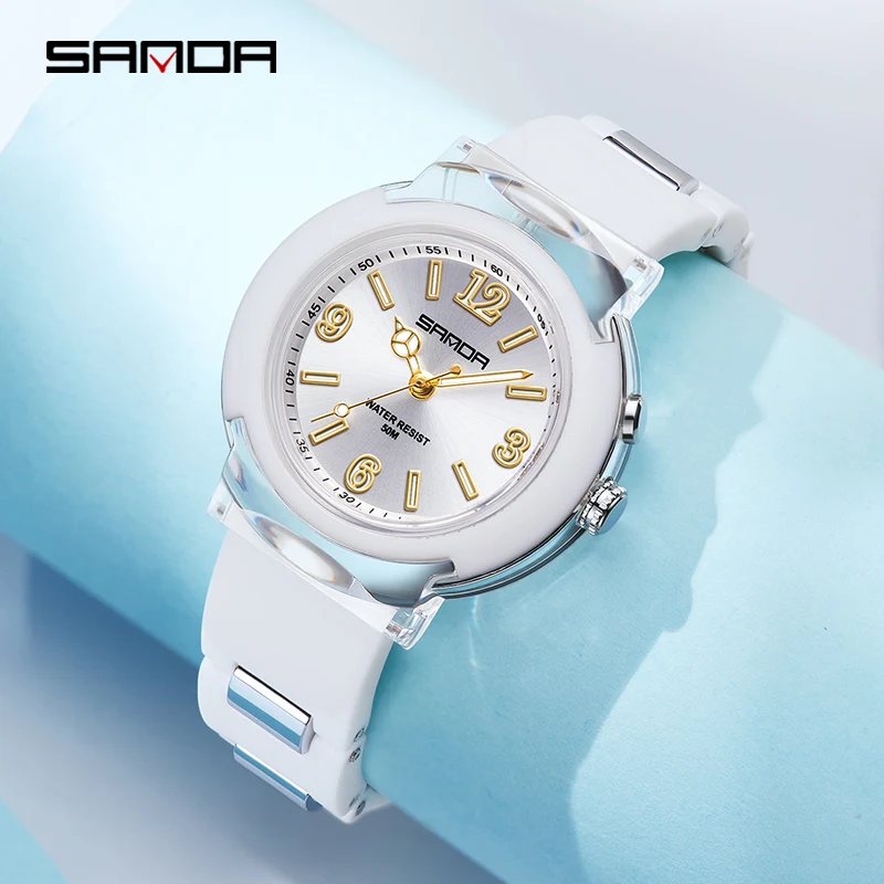 Fashion Trend Outdoor Leisure Temperament Versatile for Girls 2023 New Sanda 6104 Watch Quartz Watch LED Light