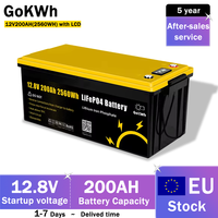GoKWh Lithium Iron Phosphate Battery 12V200AH with LCD 12.8V Voltage 200AH Capacity 80% DoD 4000 cycles Outdoor camping RVfamily