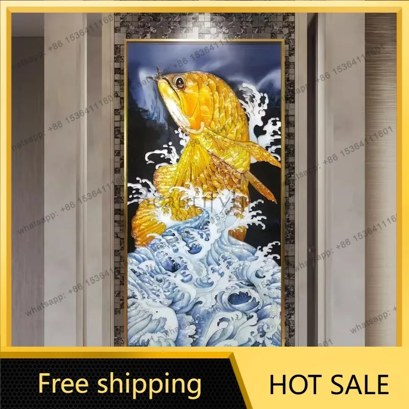 LJY silk enamel color entrance decorative painting modern light luxury living room restaurant