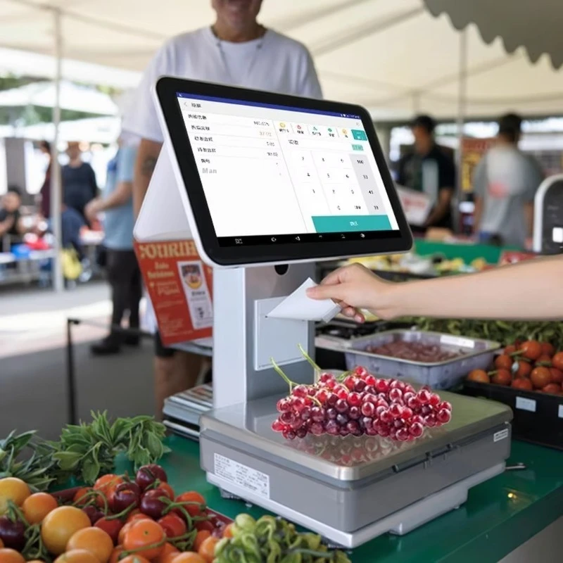 All-in-one kassa POS elektronische weegschaal voor het wegen van vers fruit