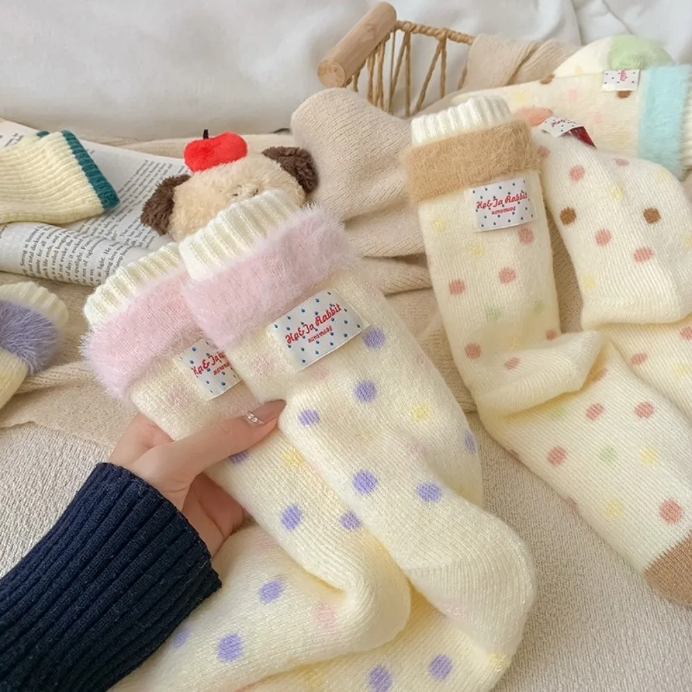 

Милые утолщенные пушистые чулки, теплые норковые носки, осенне-зимние зимние носки, средние носки-трубочки