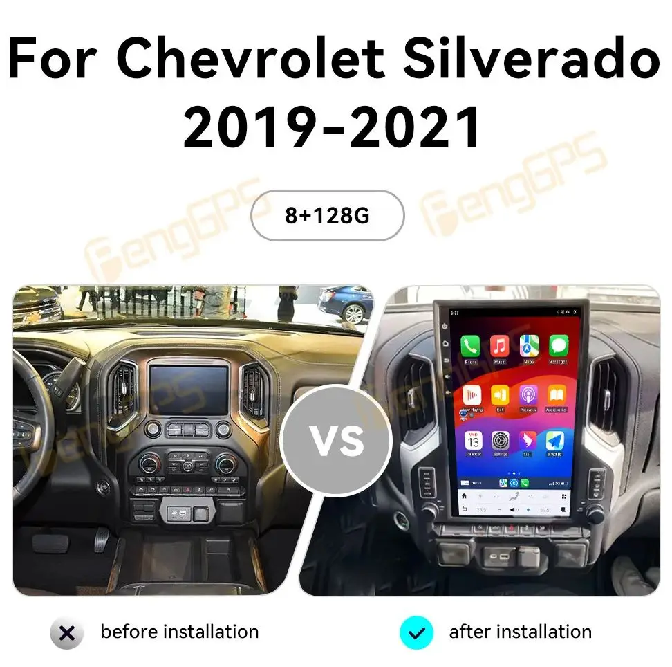 

Qualcomm 17" Screen Car Radio For Chevrolet Silverado 2019-2021 Carplay Android 13 Car Multimedia Player Auto Stereo Head Unit