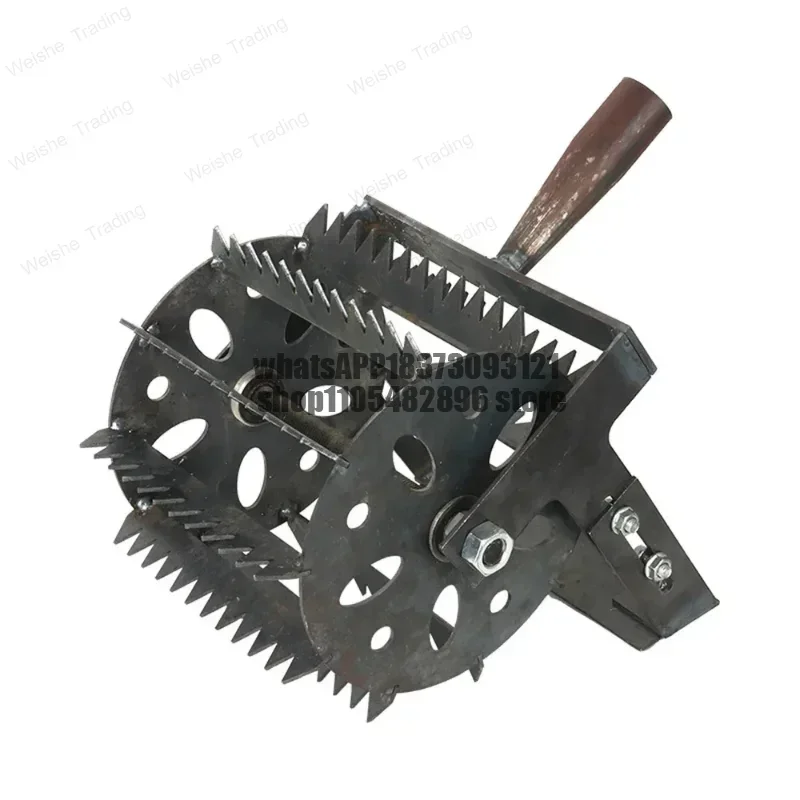 Hand Push Hoe Wheeled Weeding Manganese Steel Weed Machine Saw Tooth Agricultural Loosening Weeder No Handle