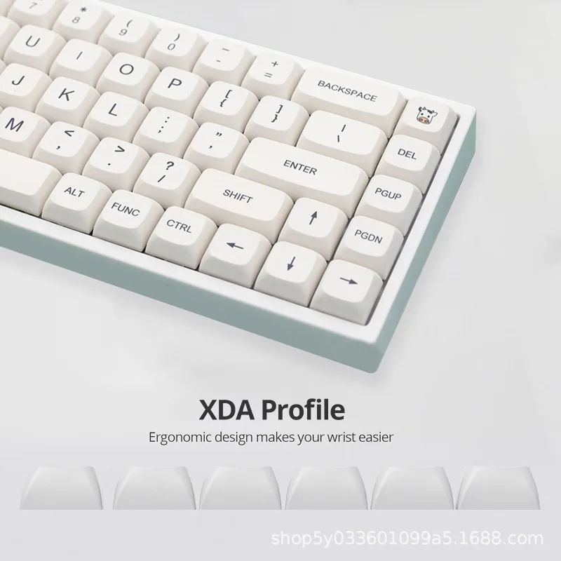 Minimalist white PBT keycaps available in French, German, Japanese, Korean, Spanish, and Arabic, available in multiple languages