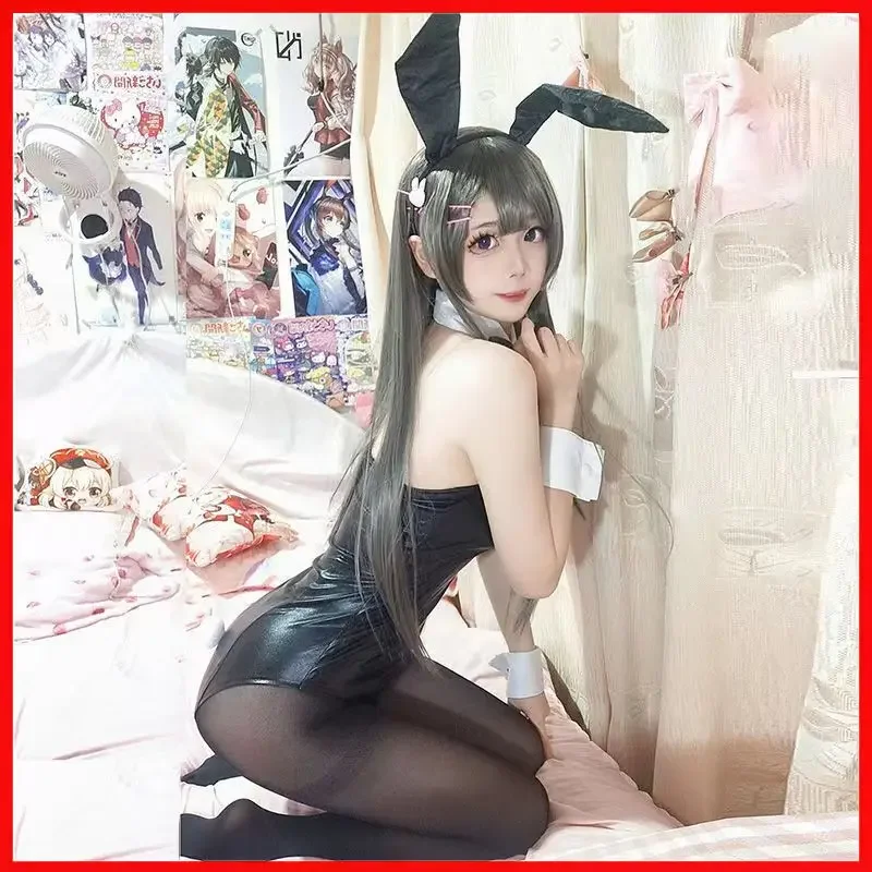 Anime Sakurajima Mai Cosplay Kostuum Halloween Vrouwen Zwarte Sexy Jumpsuit Rascal Droomt Niet Van Konijnenmeisje Senpai Cos