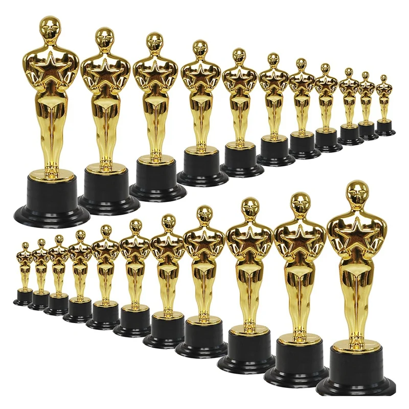 24 Pack Plastic Gold Star Award Trophies Statuette For Party Favors,School Award,Game Prize,Party Prize