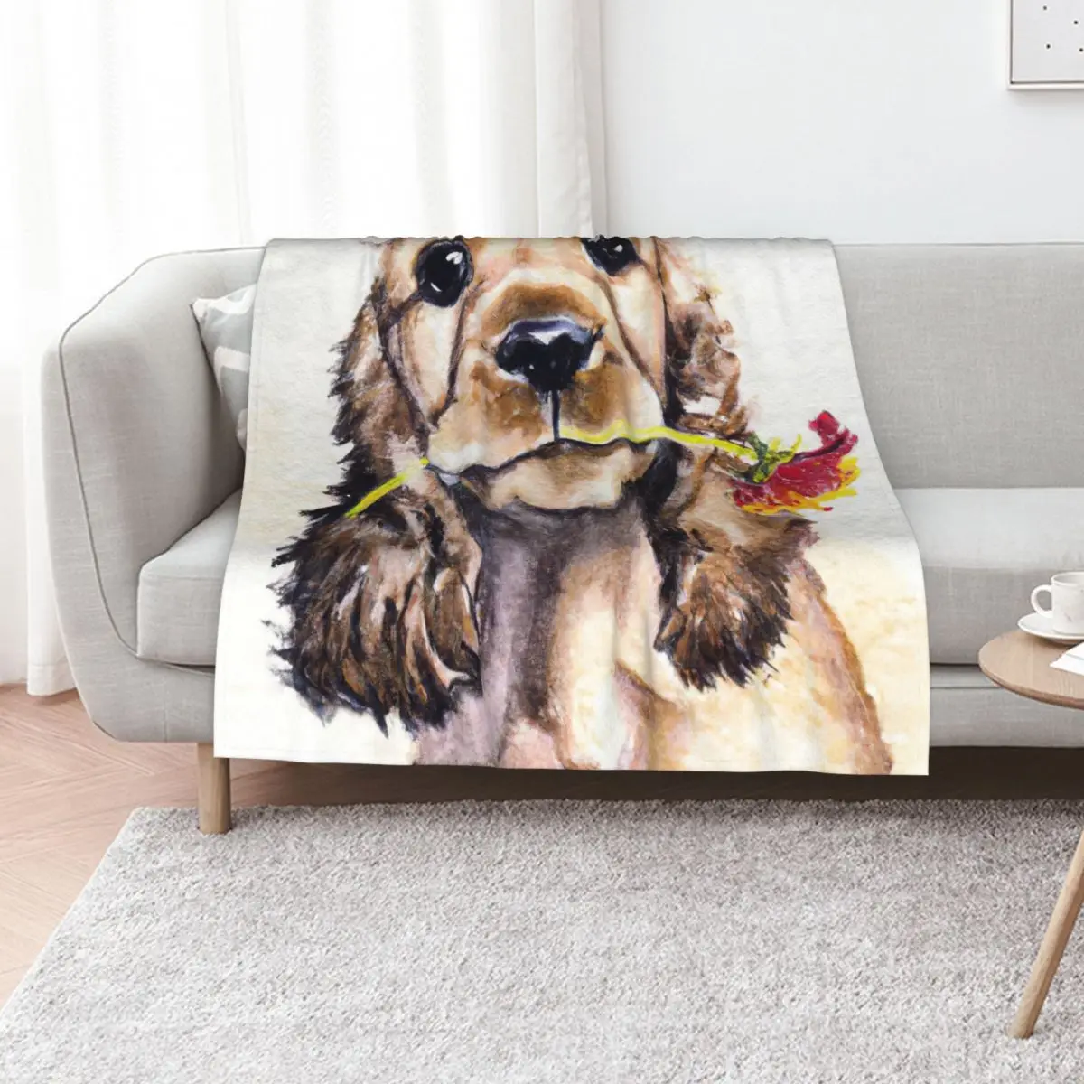Cocker Spaniel Puppy Flower Power 2 Throw Blanket Bed Hair Sofas Bed linens Sofa For Sofa Thin Blankets