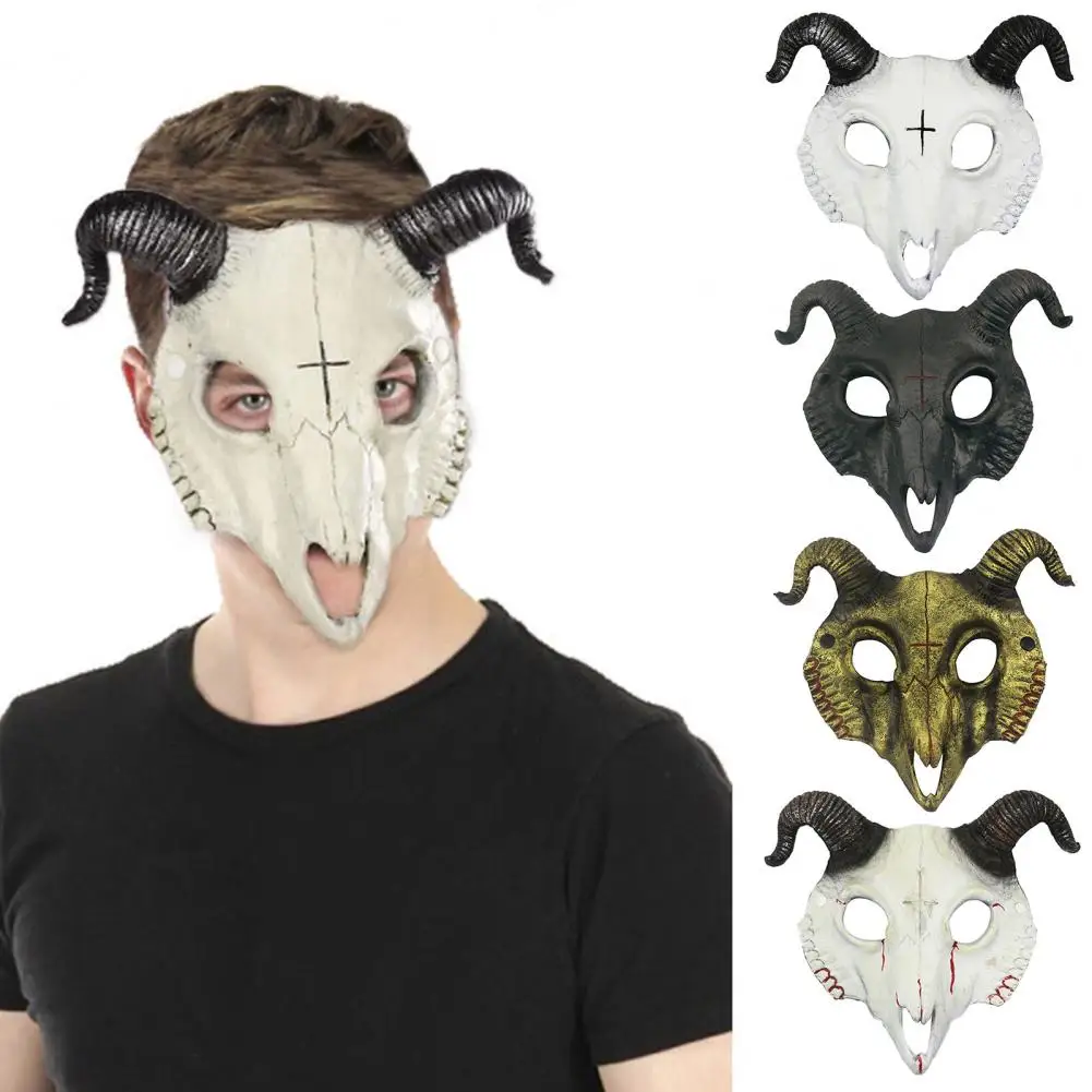 Halloween Cosplay Billy Goat Skull Mask Half Face Masquerade Carnival Party Props Rave Sheep Bone Skull Mask Cosplay Animal Mask