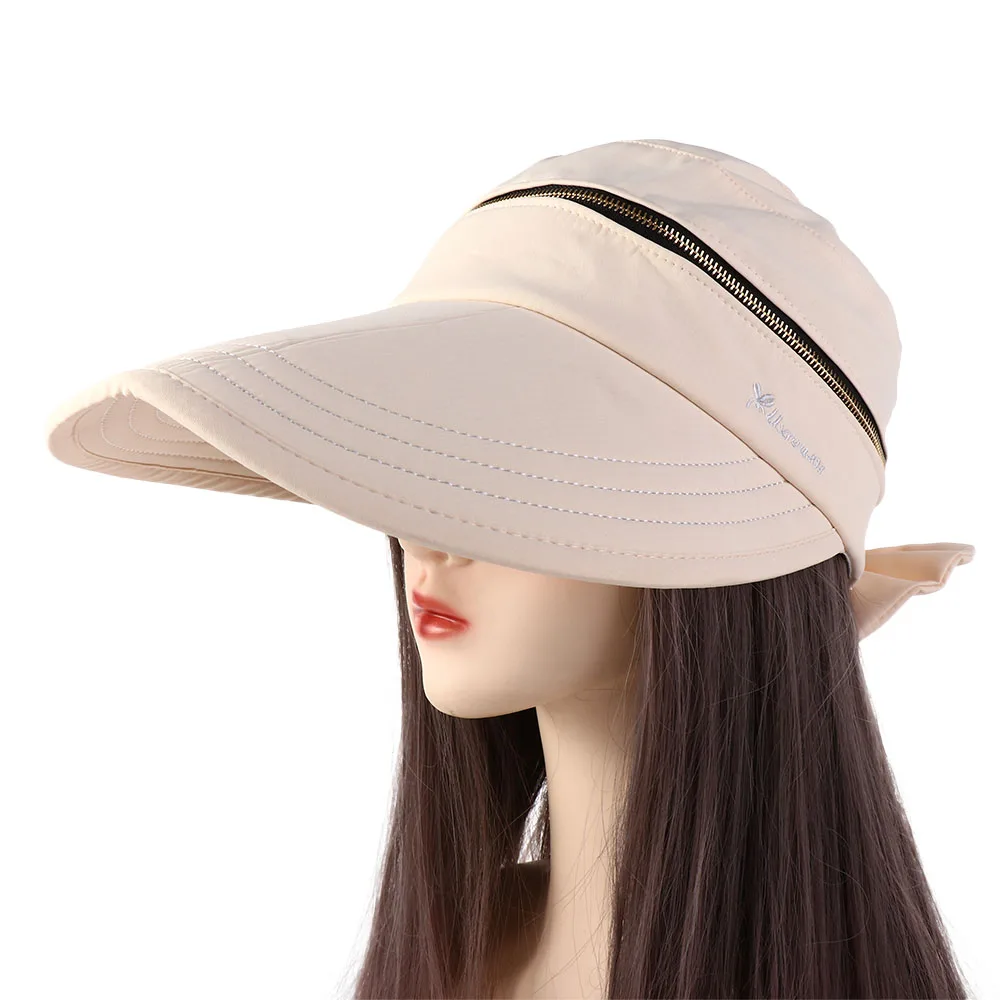Visor Hat Summer Bowknot Cycilng Ladies Solid Color Empty Top Fisherman Hat Women Cap Removable Sun Hat Bucket Hat