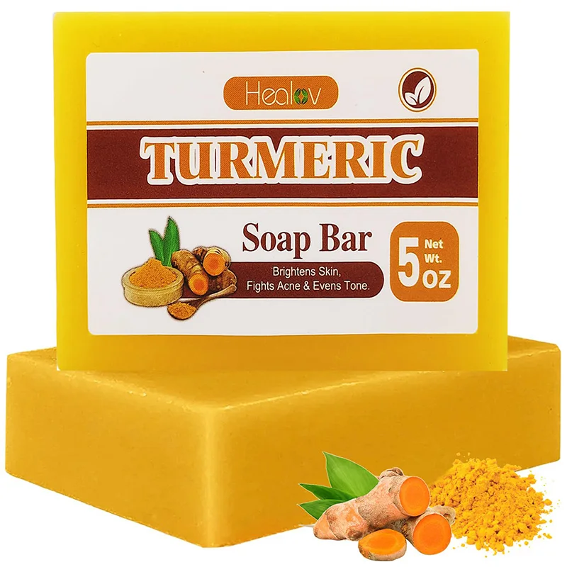 1/4Pcs 100g Turmeric Kojic Acid Handmade Soap Scrub for Exfoliation Moisturizing Deep Cleansing Spot Removal Acne Removal