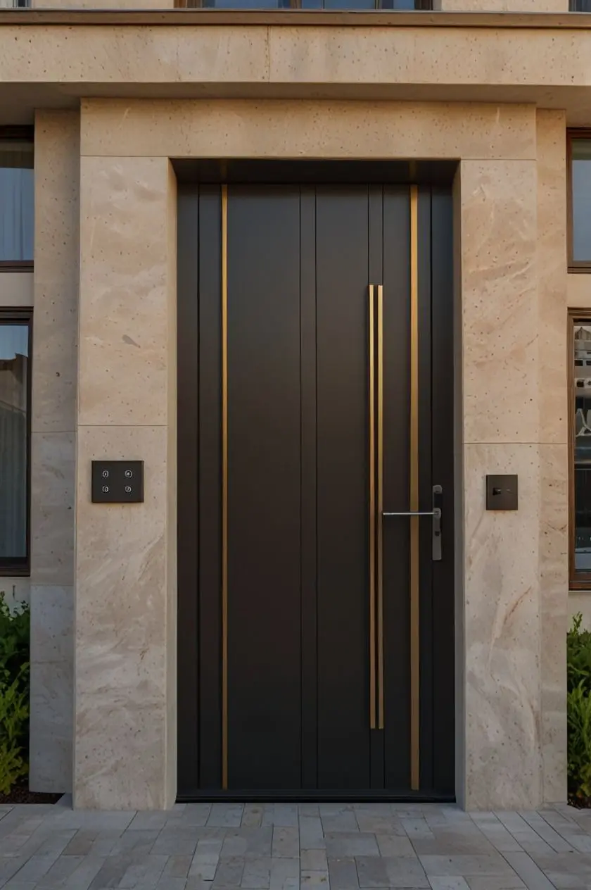 

Heavy-duty Exterior Door Aluminum Black Frame Waterproof Eco-friendly Material Entrance Door Custom Size with High Quality