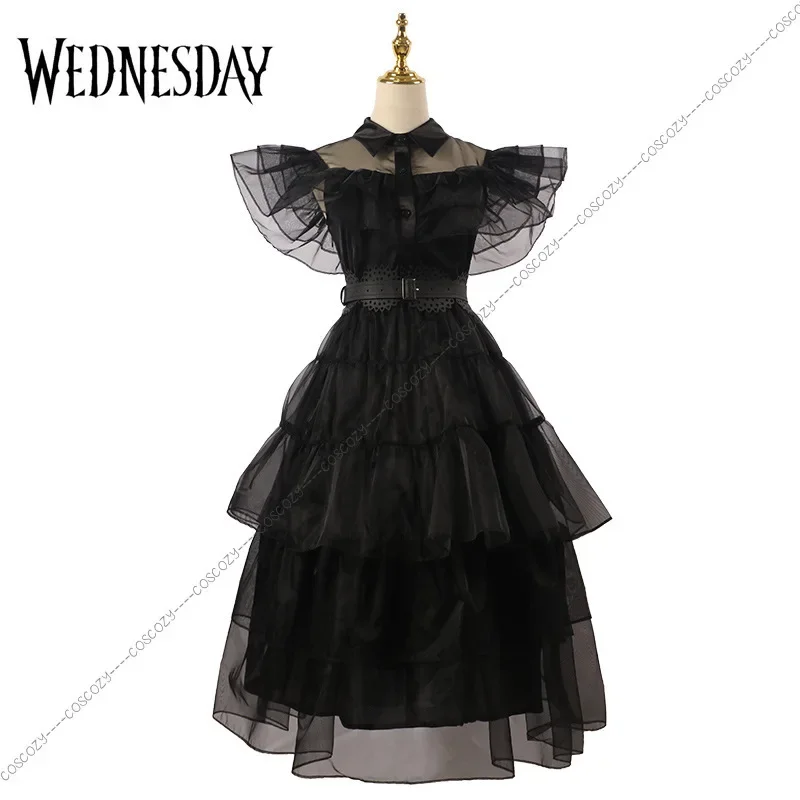 Movie Wednesday Cosplay Dresses Wednesday Addams Cosplay Costume Gothic Style Adult Dress Halloween Party Costumes