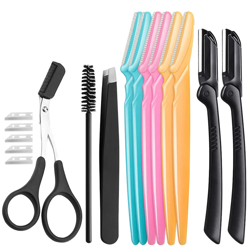 Maquinillas de afeitar faciales para mujeres y hombres, 16 Uds., maquinilla de afeitar para cejas, recortador de cejas multiusos, herramienta de depilación Facial, herramientas de Dermaplaning