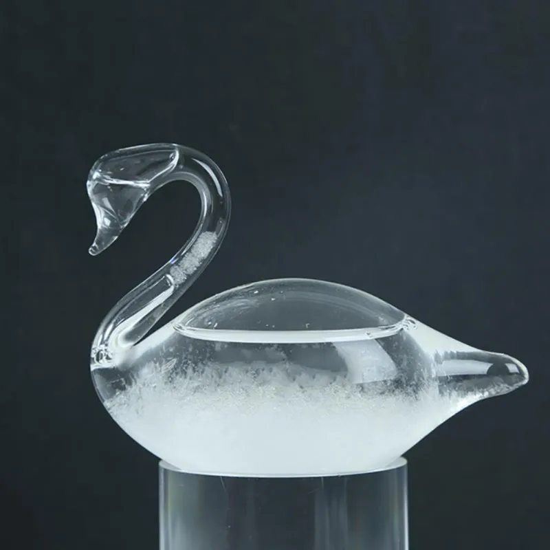Botella de vidrio con forma de cisne para decoración del hogar, accesorio creativo de pronóstico del tiempo para escritorio, elegante, Stor m