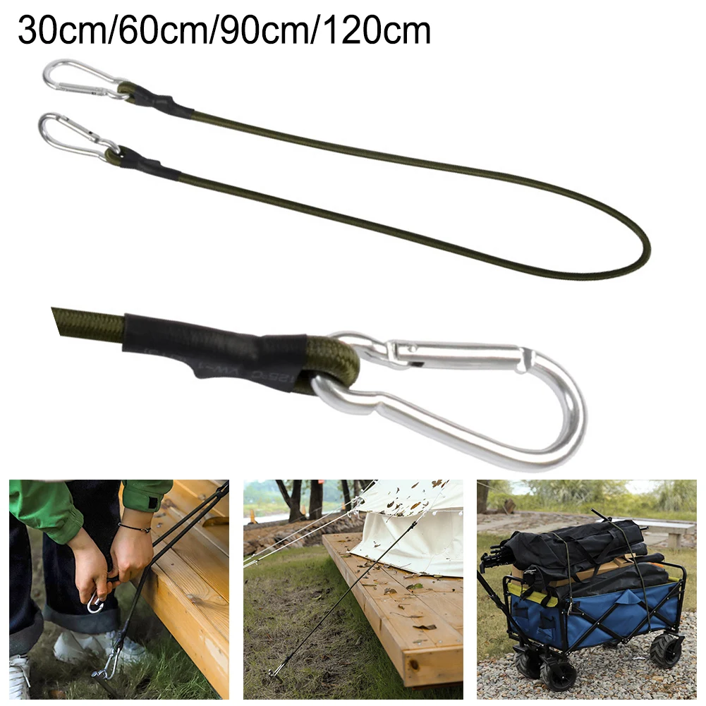 1pc Karabiner Bungee Cords Karabiner Haken Kabel 6mm Strap Elastische Karabiner Bungee Cords 30/60/90/120cm Outdoor Camping Supplie