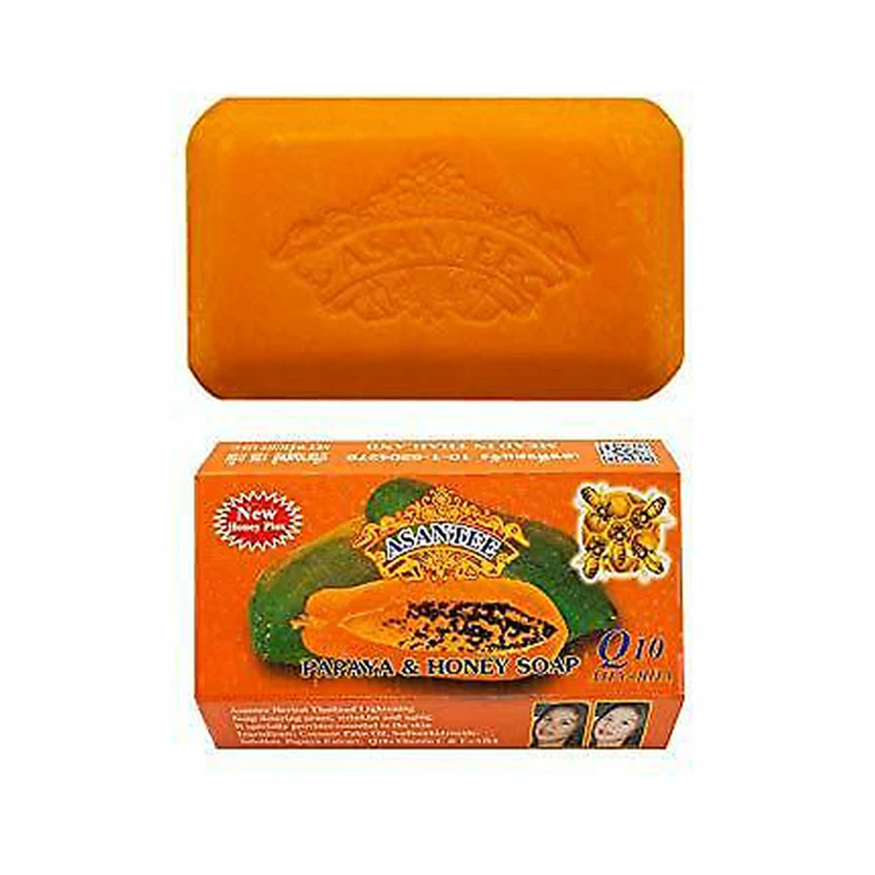 2 Pack Thailand ASANTEE Papaya Honey Herb Soap Whitening Handmade Soap Lightening Skin Moisturizing Cleansing Anti-aging