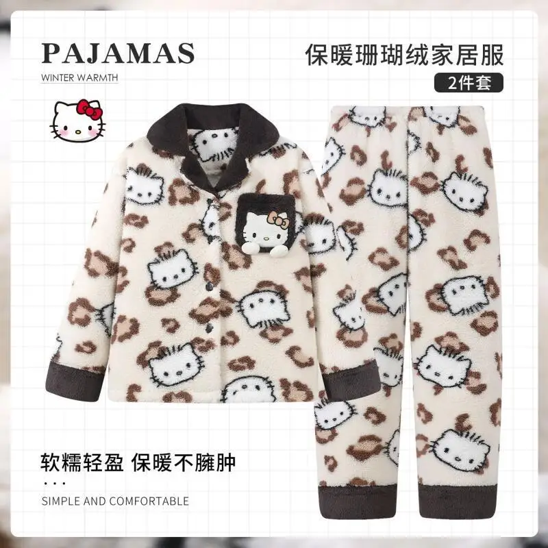 

Kawaii Pajamas Hello Kittys Cartoon Long Sleeves Trousers Versatile Sweet Casual Home Wear New Style Comfortable Print Creative