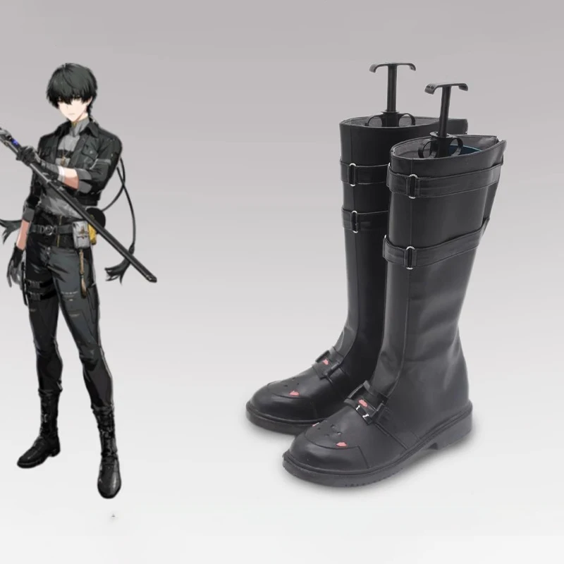 Spiel Wuthering Waves Rover Männliche Cosplay Schuhe Schwarze Stiefel Männer Frau Halloween Party Karneval Roleplay Kostüm Schuhe Angepasst