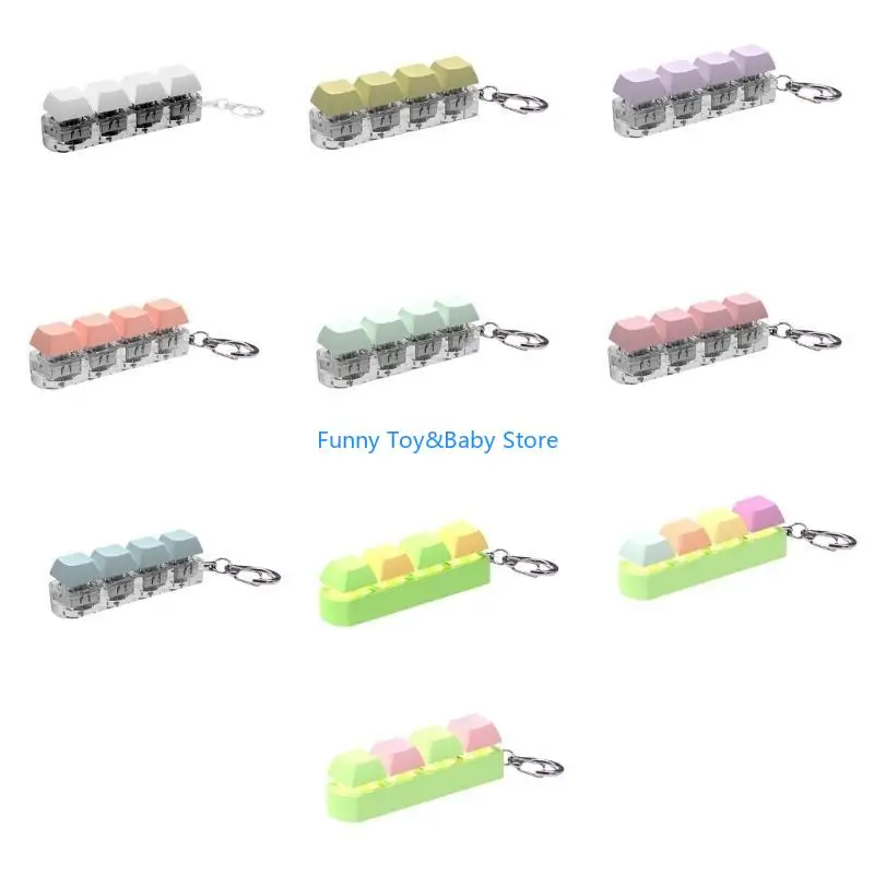 C90B Meerdere kleuren 4 Knop Keyboard Keychain Stress Relief Toy voor kinderen