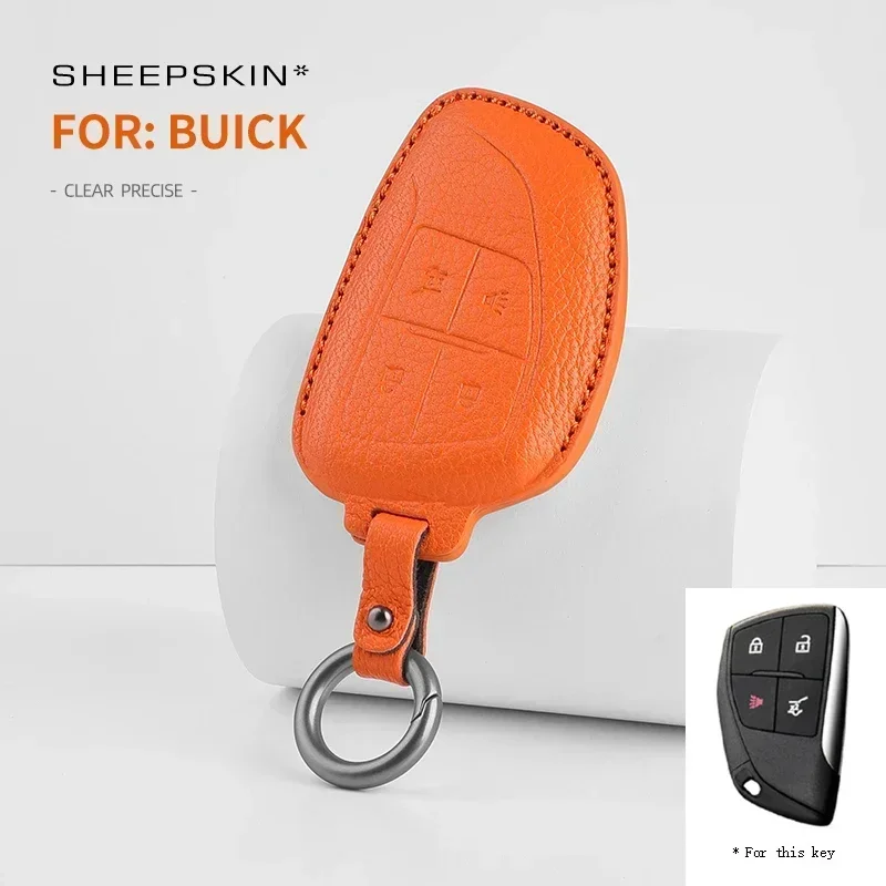 

For Buick ENVISION S Plus Avenir 2020 2021 2022 2023 Fashion GoatSkin Leather Car Remote Sheepskin Key Cover Case Shell Keychain