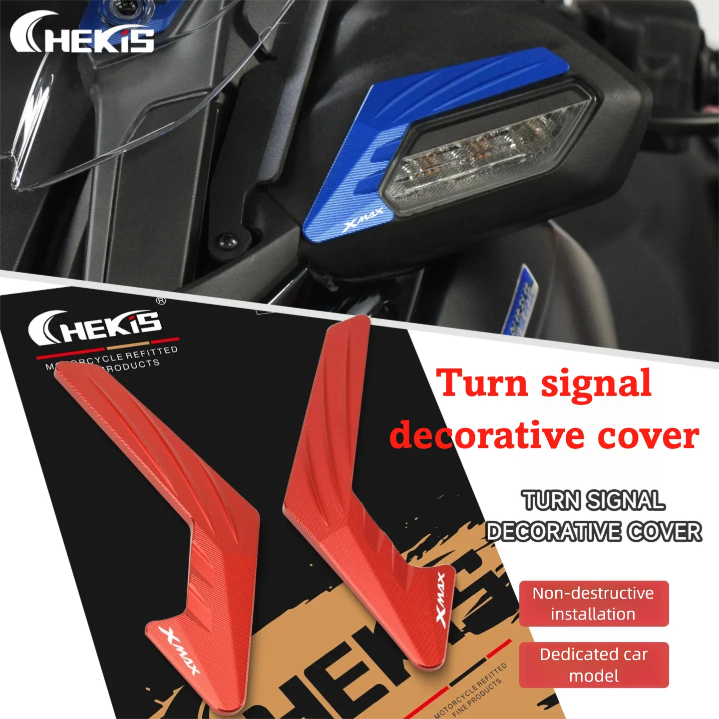 Chekis Is Suitable for 2023~2026 Yamaha Xmax300/Xmax250 V2 V3 Modified Turn Signal Decorative Frame, Turn Signal Decorative Metal Cover, Turn Signal Cover Aluminum Alloy