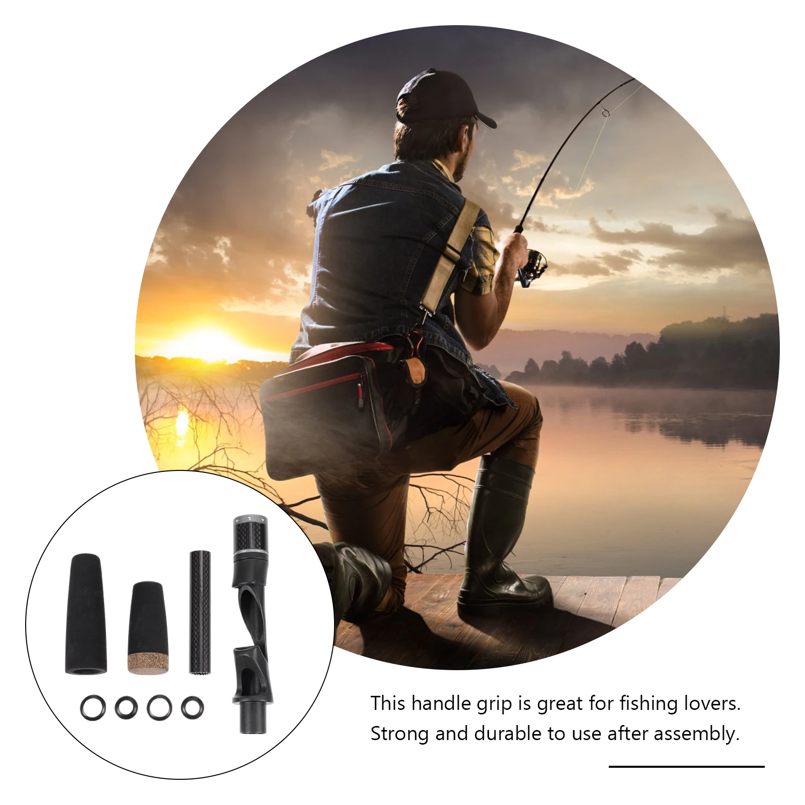 

1 Set Fishing Rod Handle Grip Reel Seat Kit Hollow Light Easy Carry Comfortable Strong Durable Corrosion Resistant Saltwater